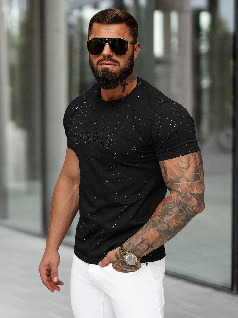 T-shirt Homme Noir OZONEE O/QQ1386