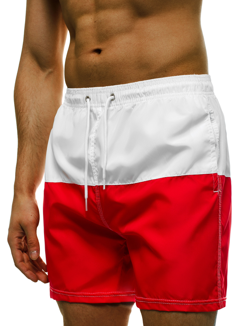 Short de bain homme Blanc et rouge OZONEE JS/YW02058