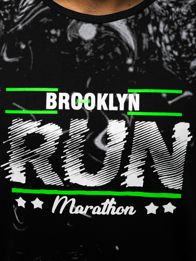 T-Shirt Homme Noir OZONEE JS/KS2075Z