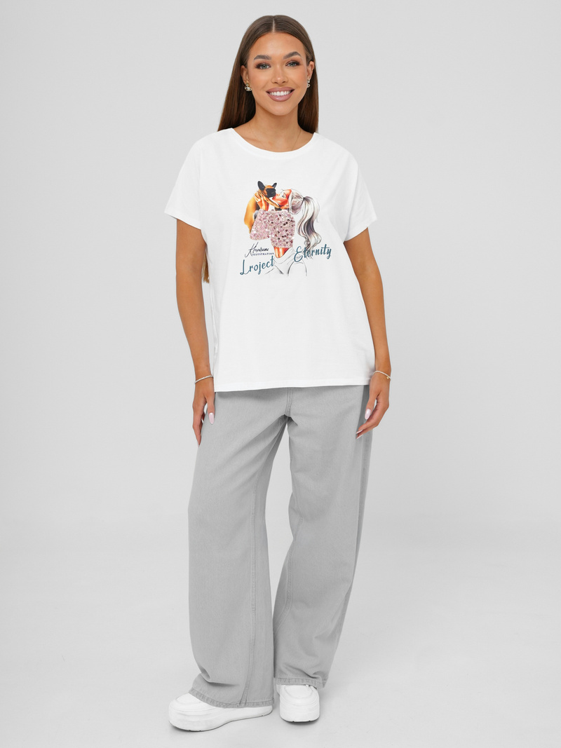 T-shirt femme blanc OZONEE JS/95T2575/1