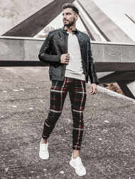 Pantalon Chino Homme bleu marine et rouge OZONEE DJ/5587