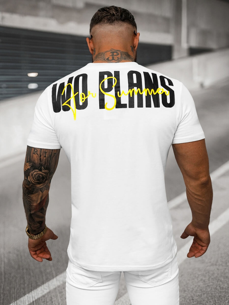 T-shirt Homme Blanc OZONEE O/T1277/1