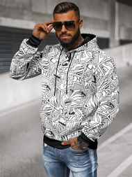 Sweatshirt à capuche homme blanc OZONEE JS/8B1256/1