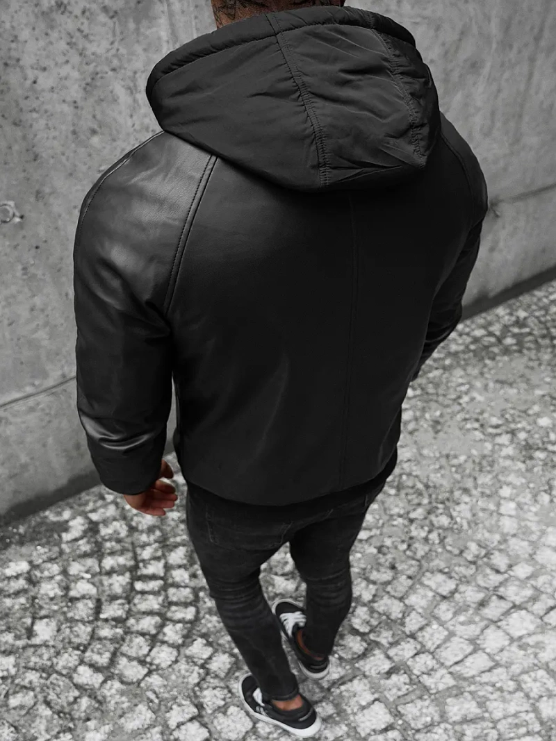 Veste en cuir homme Noir OZONEE JS/11Z8004