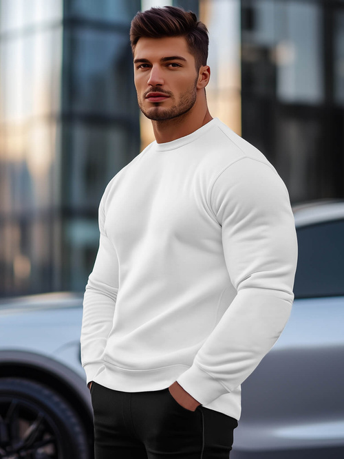 Sweatshirt Homme Blanc OZONEE JS/2001-10Z