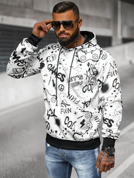 Sweatshirt à capuche homme blanc OZONEE JS/8B1227/1