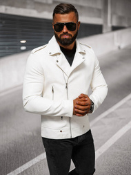 Veste en cuir homme blanc OZONEE O/88121