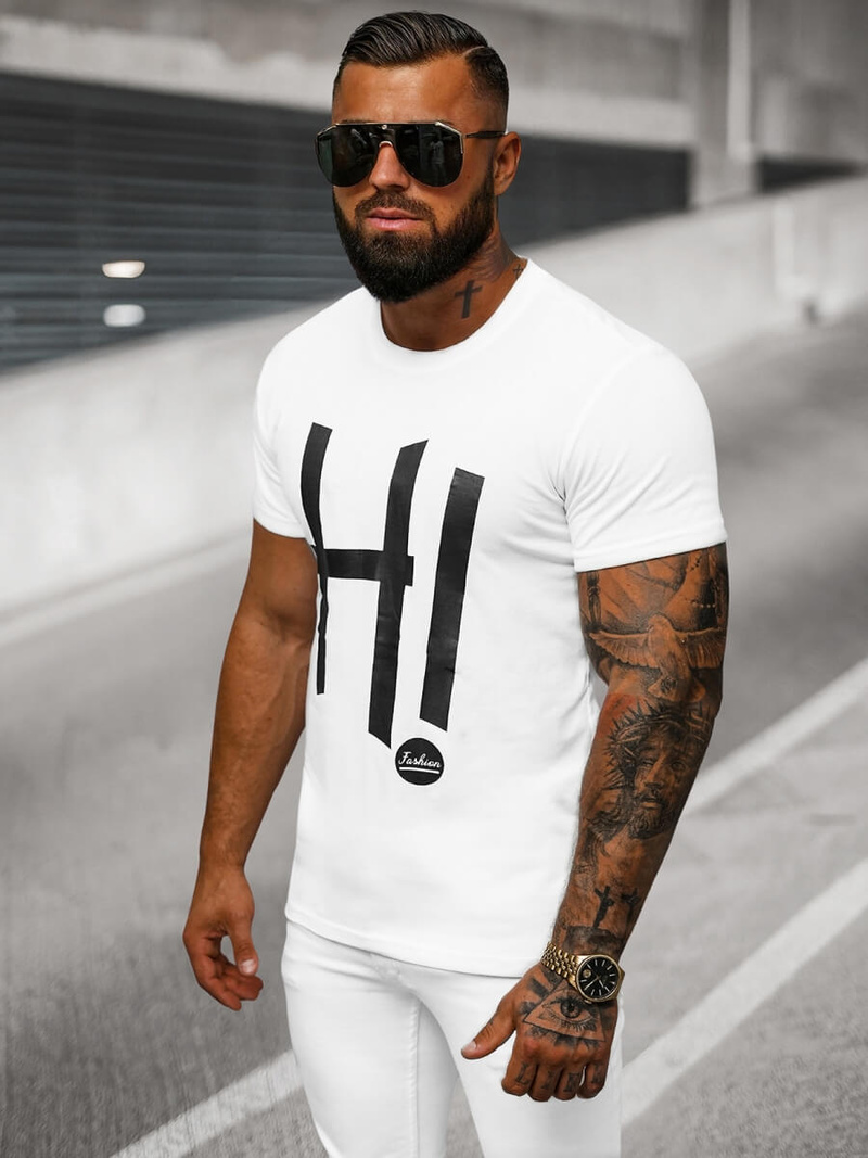 T-shirt Homme Blanc OZONEE O/T1261/1