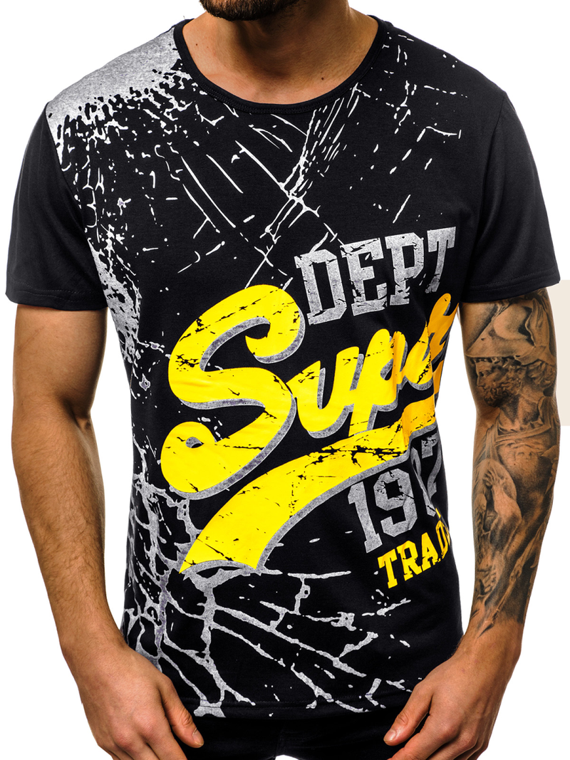 T-Shirt Homme Noir OZONEE JS/KS1942