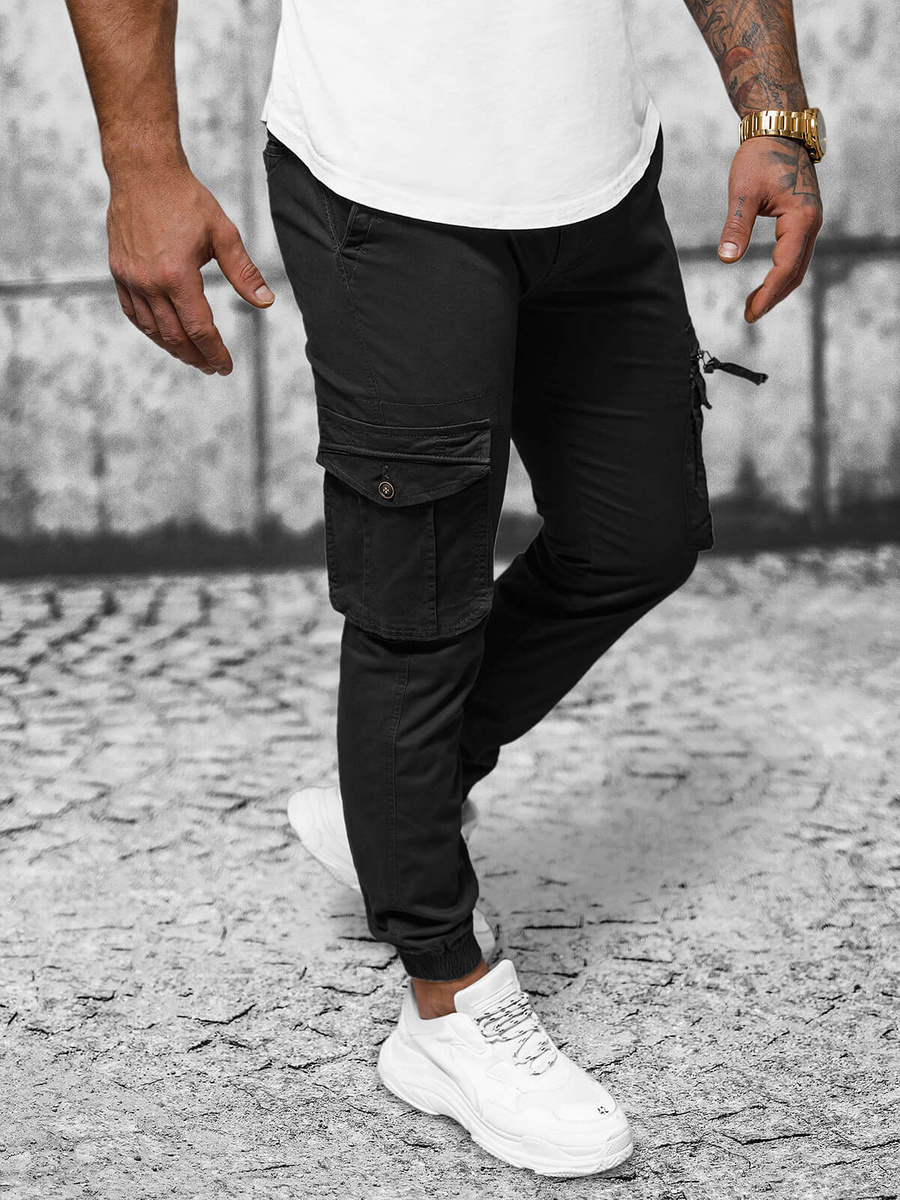 Pantalon Chino Jogger Homme Noir OZONEE NB MP0201N