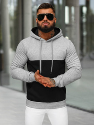 Sweatshirt à capuche homme gris OZONEE JS/8B1317/2