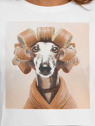 T-shirt femme blanc et beige OZONEE JS/YJ77726