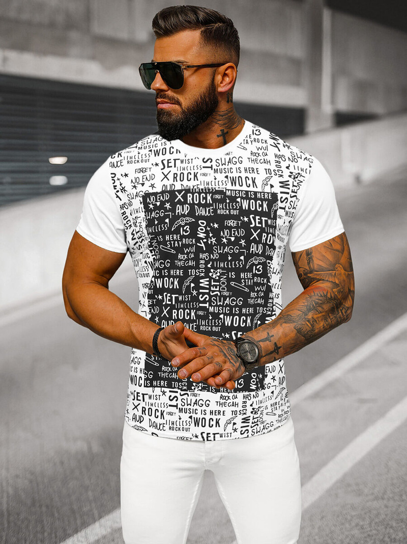 T-shirt Homme Blanc OZONEE O/T122/1Z