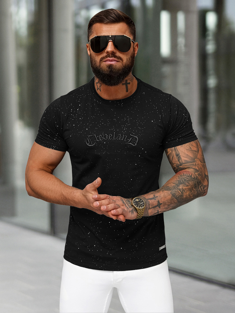 T-shirt Homme Noir OZONEE O/QQ1386