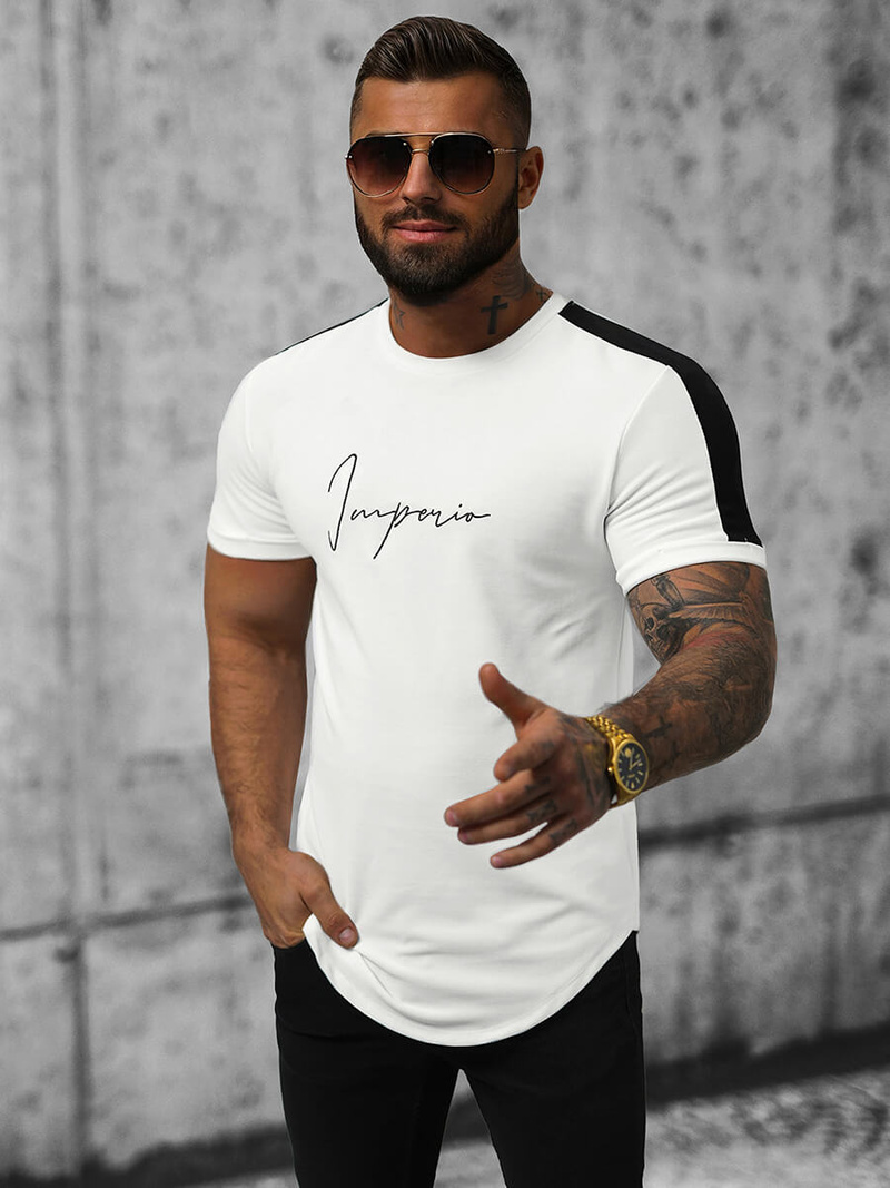 T-Shirt Homme Blanc OZONEE O/P1180