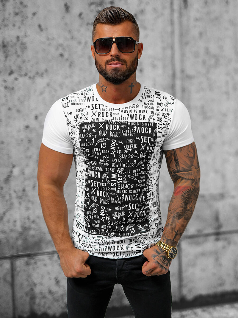 T-shirt Homme Blanc OZONEE O/T122/1Z