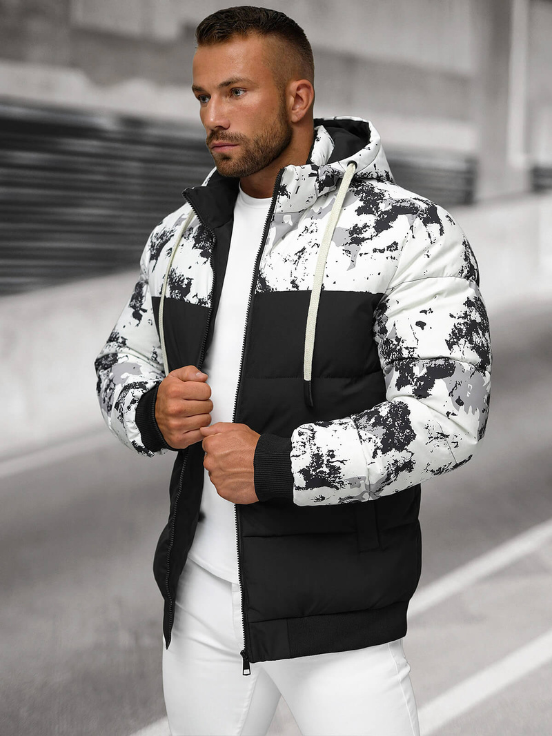 Veste D'hiver Blanc et Noir OZONEE JS/31M5030/392