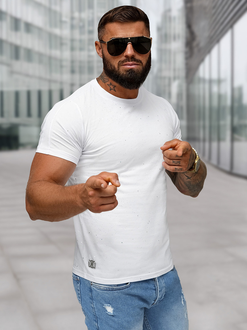 T-shirt Homme Blanc OZONEE O/QQ1388