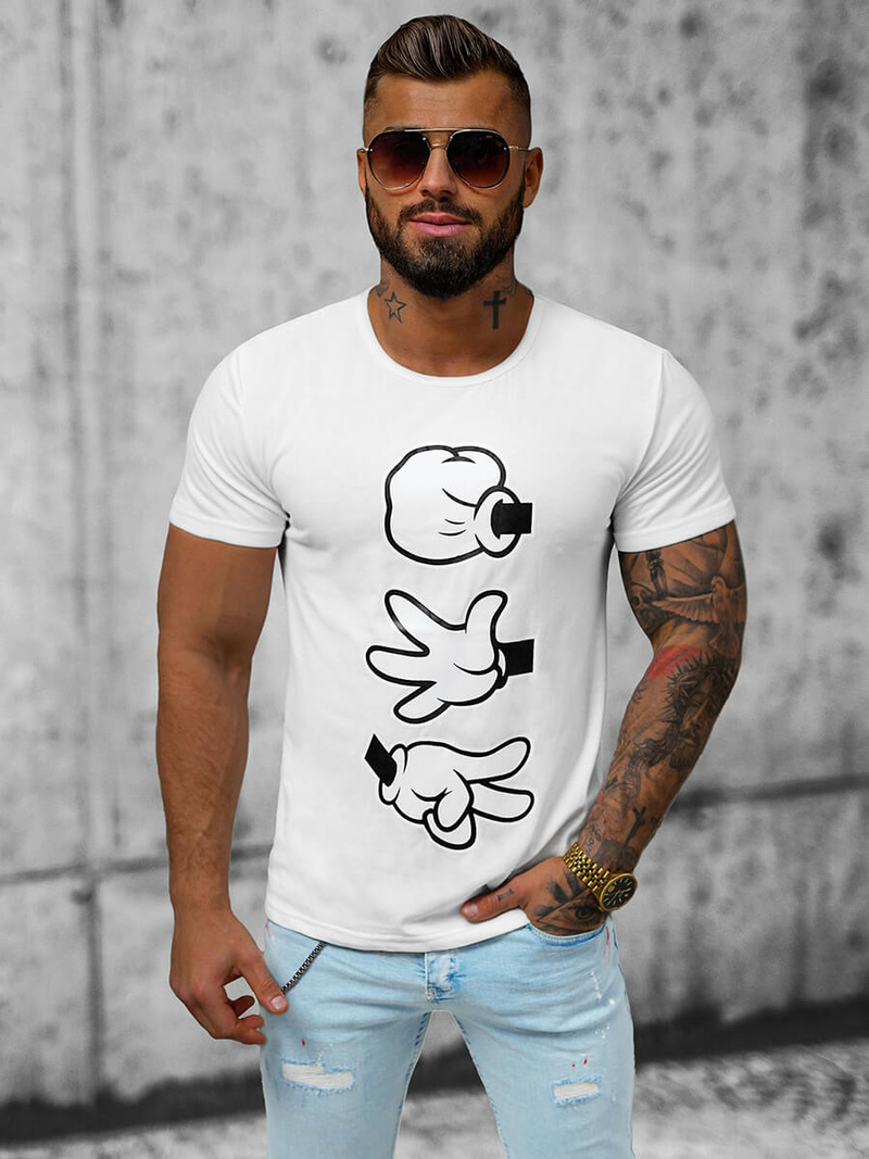 T-shirt Homme Blanc OZONEE JS/KS1997Z