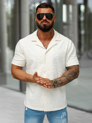 Chemise homme à manches courtes ecru OZONEE O/B2258