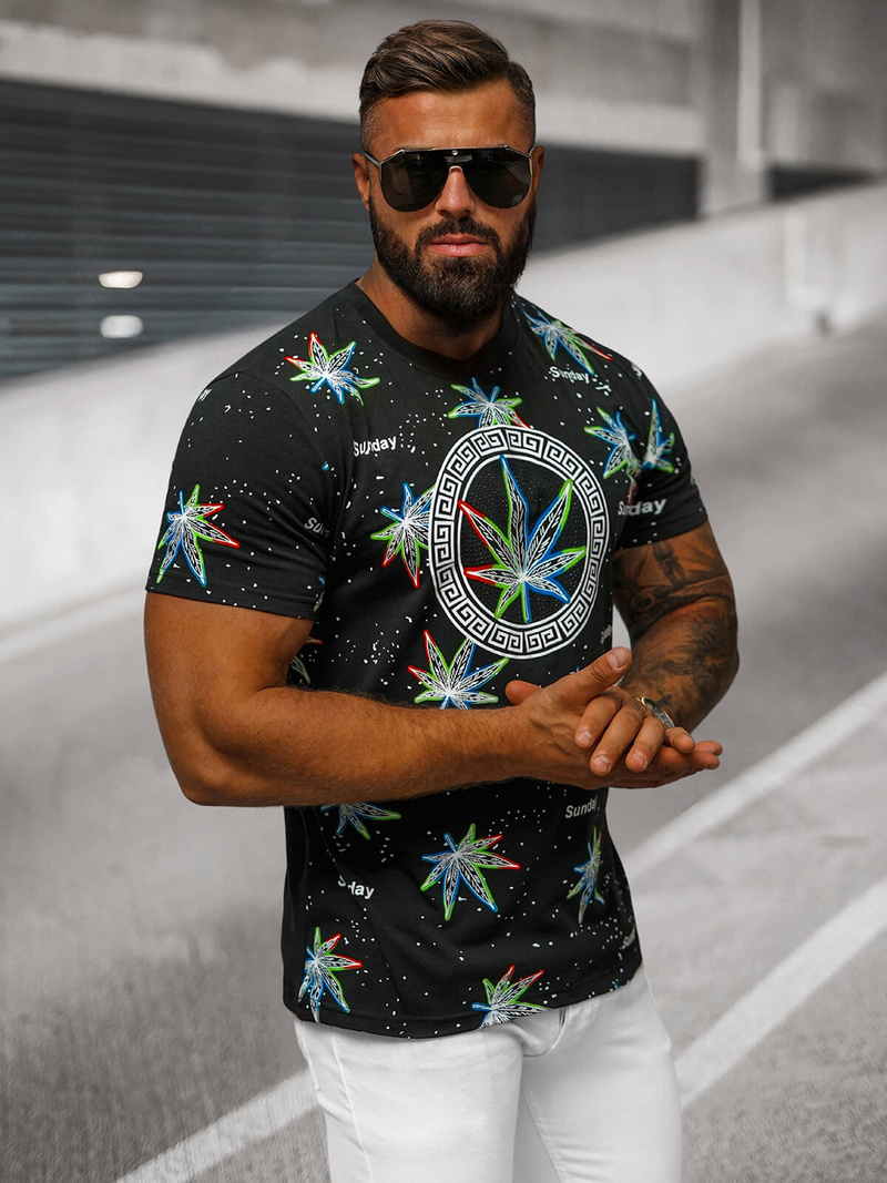 T-shirt Homme Noir OZONEE O/T136/3