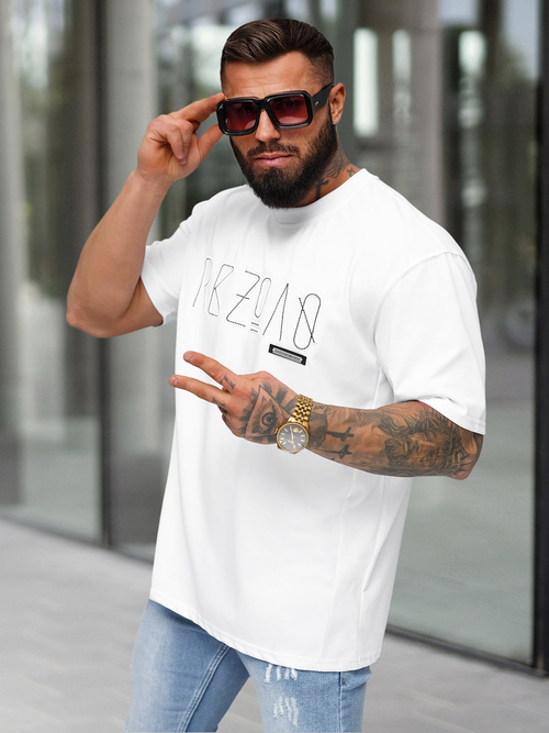 T-shirt Homme Blanc OZONEE O/QQ1185