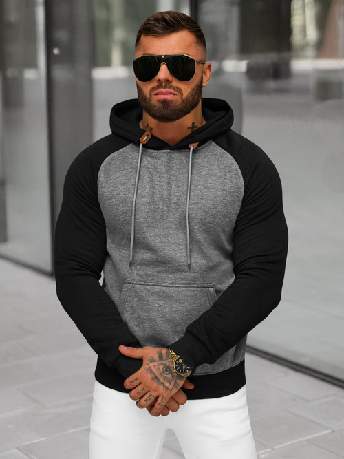 Sweatshirt à capuche homme gris foncé OZONEE JS/8B157/5