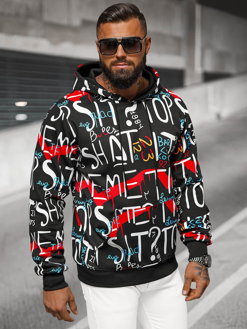 Sweatshirt à capuche homme noir OZONEE JS/8B1233/3