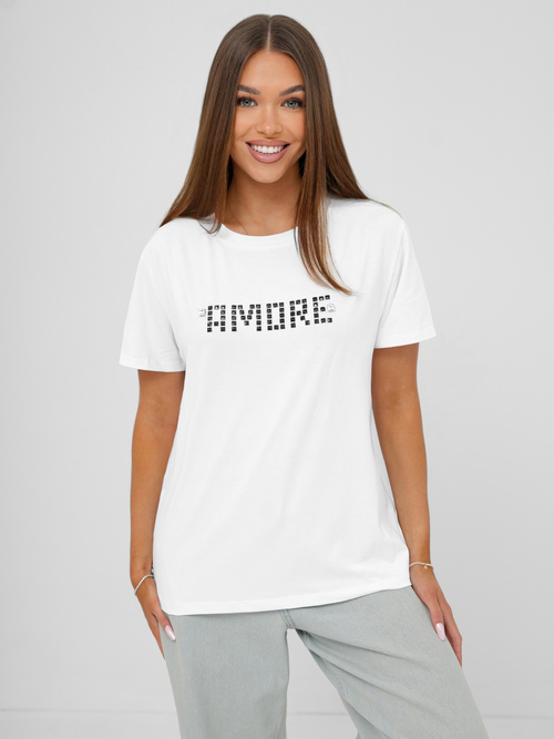 T-shirt femme blanc et noir OZONEE JS/YJ77716