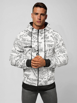 Sweatshirt à capuche homme blanc OZONEE JS/8B1178/1Z