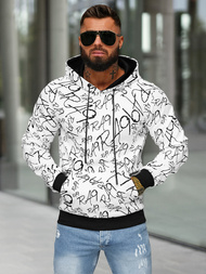 Sweatshirt à capuche homme blanc OZONEE JS/8B1253/1
