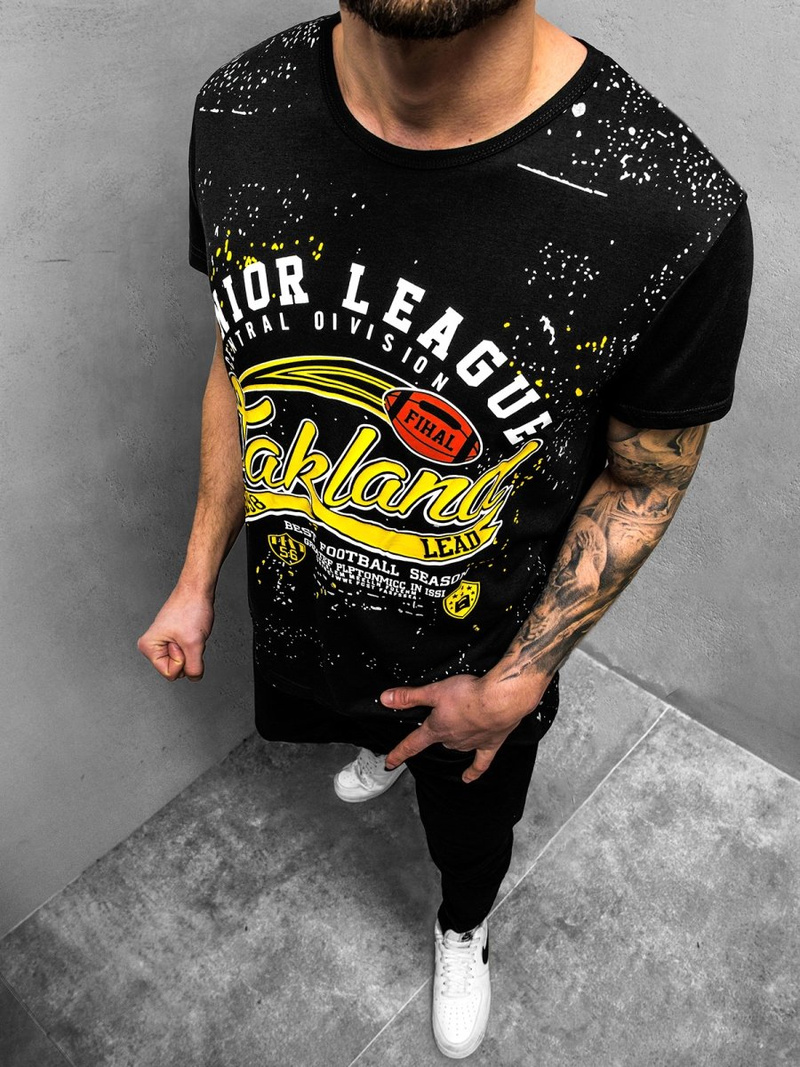 T-Shirt Homme Noir OZONEE JS/KS1975Z