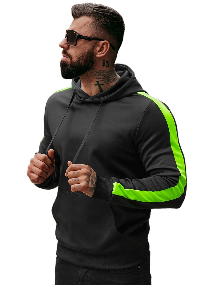 Sweatshirt Homme Noir et Vert OZONEE O/8B153/3/82