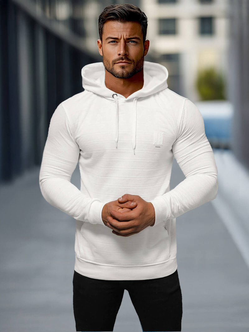 Sweatshirt à capuche homme ecru OZONEE O/TB2272Z