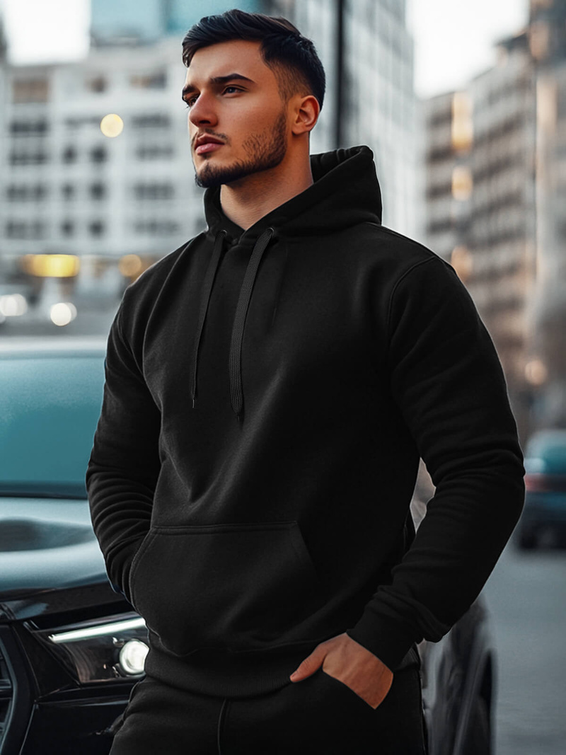 Sweatshirt Homme Noir OZONEE JS/2009Z