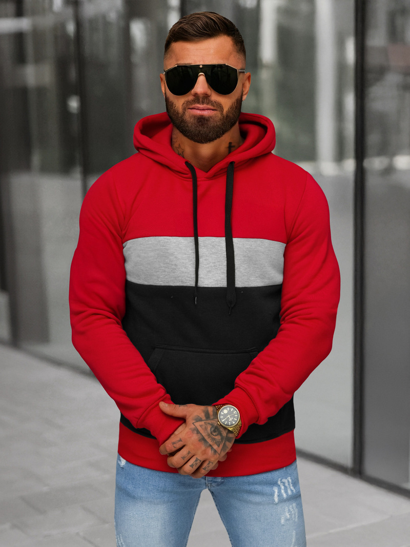 Sweatshirt à capuche homme rouge OZONEE JS/8B1320/18