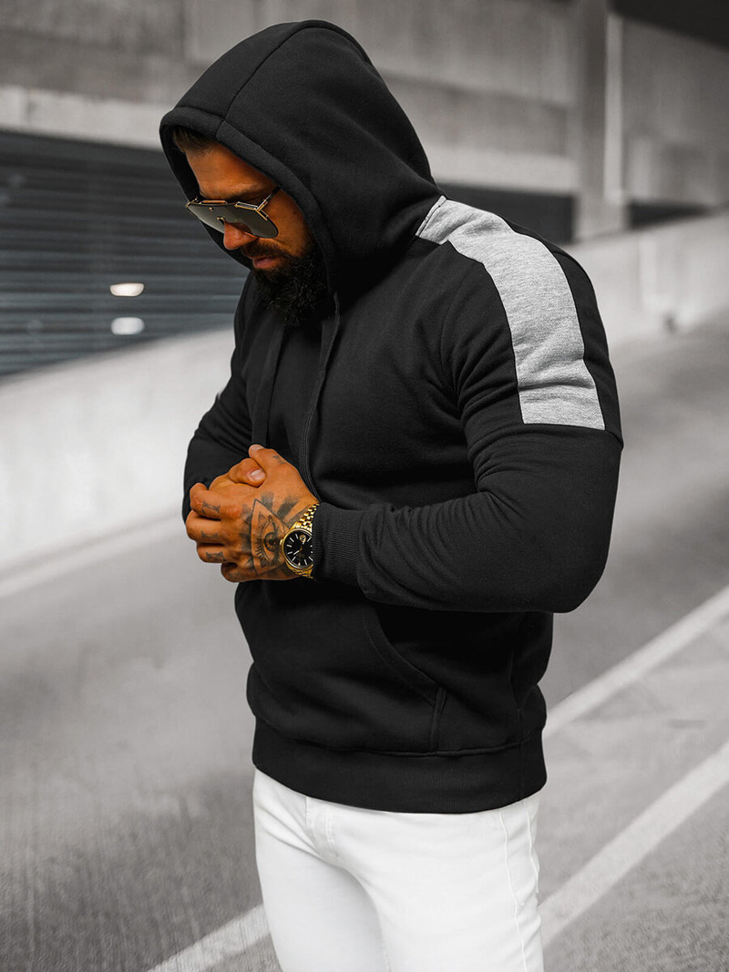 Sweatshirt à capuche homme noir OZONEE JS/8B1311/3