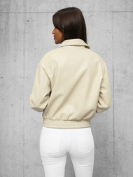 Veste en cuir femme beige OZONEE O/G116Z