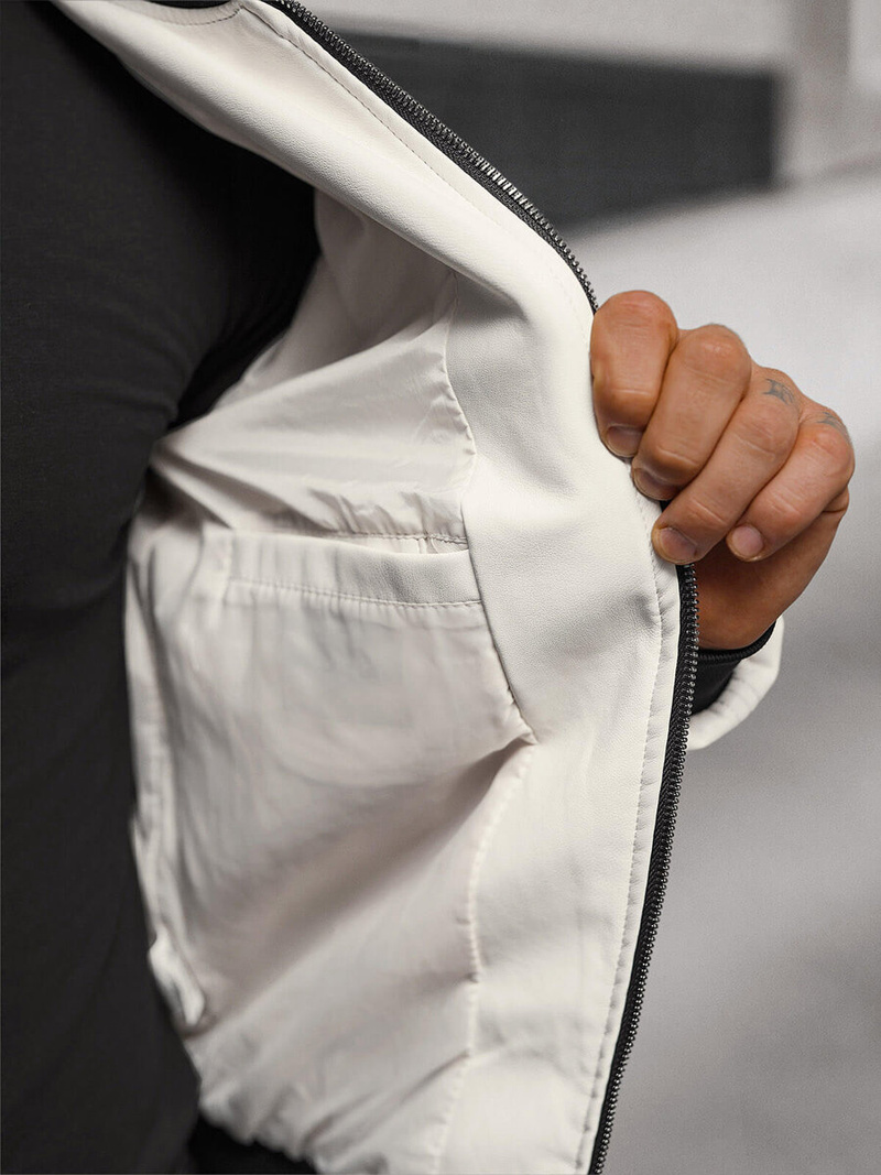 Veste en cuir homme blanc OZONEE O/88120