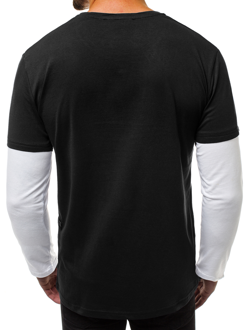 T-shirt à manches longues Homme Noir OZONEE O/1292Z