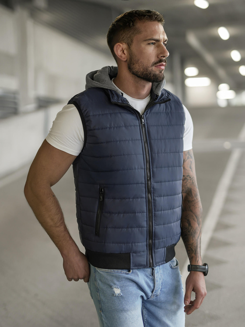 Veste Sans Manches Homme Bleu Foncé OZONEE JS/8M983/215Z