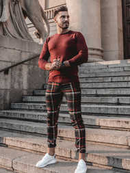 Pantalon Chino Homme bleu marine et rouge OZONEE DJ/5587