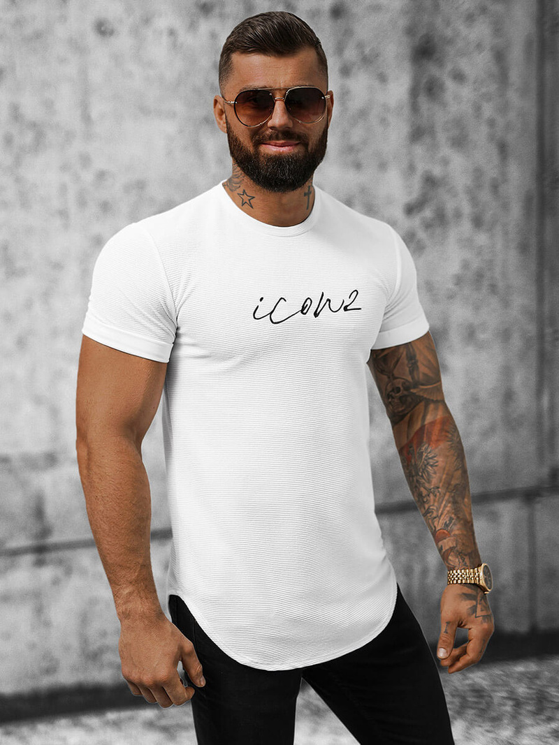 T-Shirt Homme Blanc OZONEE O/P1108