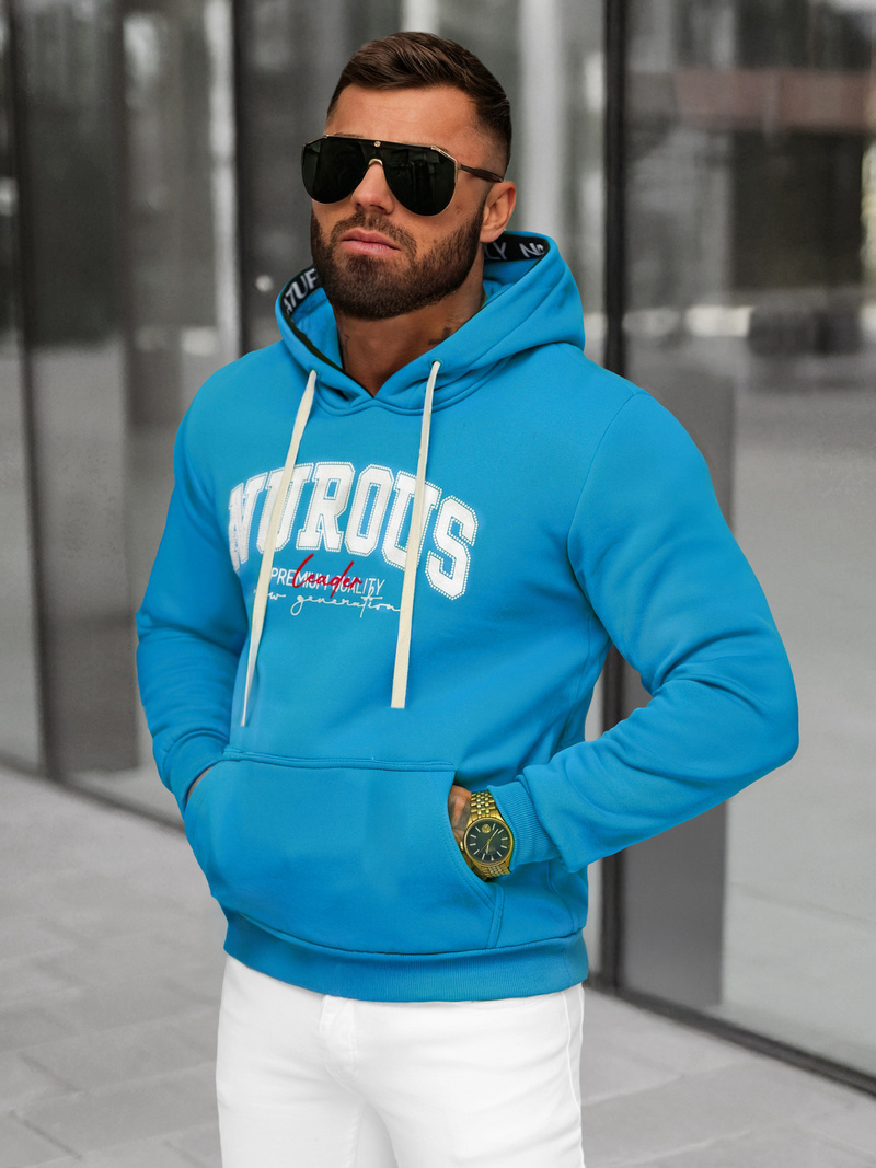 Sweatshirt à capuche homme bleu OZONEE O/TT30510