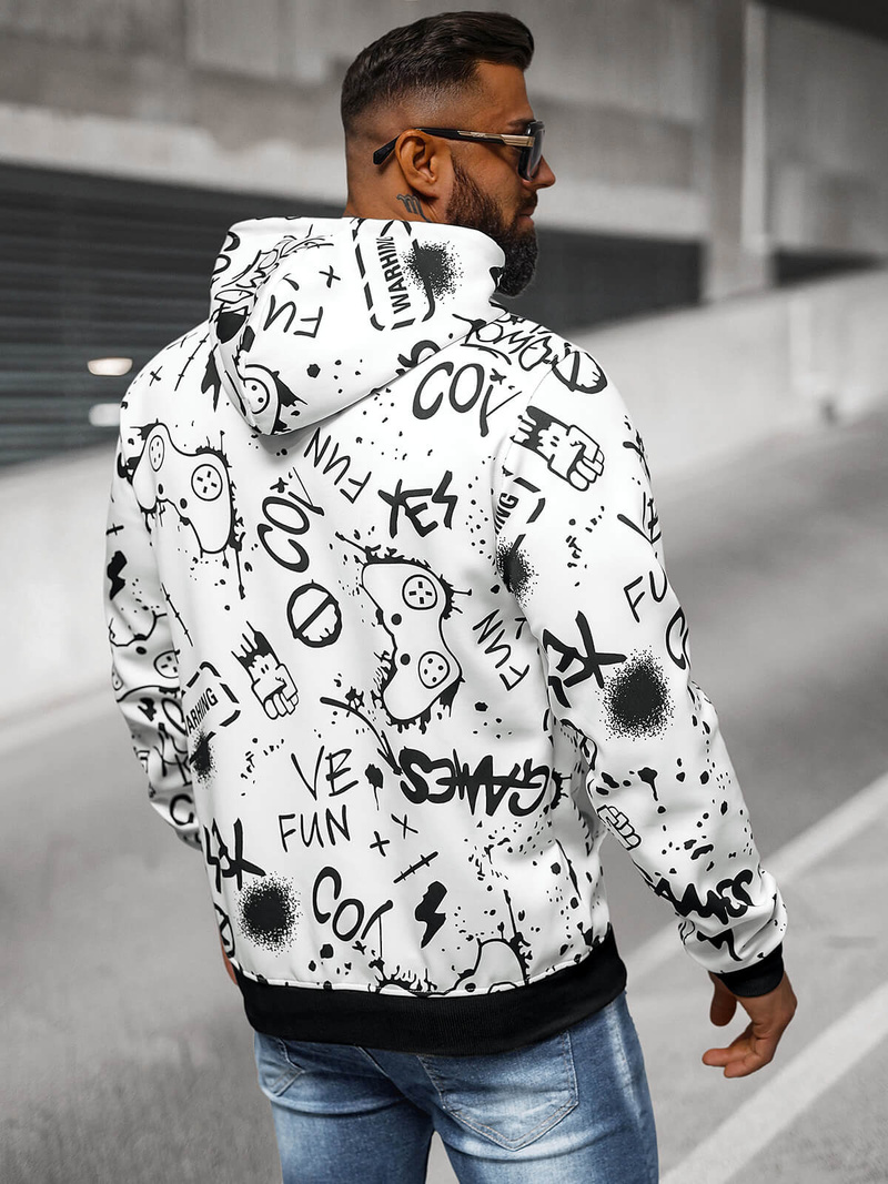 Sweatshirt à capuche homme blanc OZONEE JS/8B1227/1