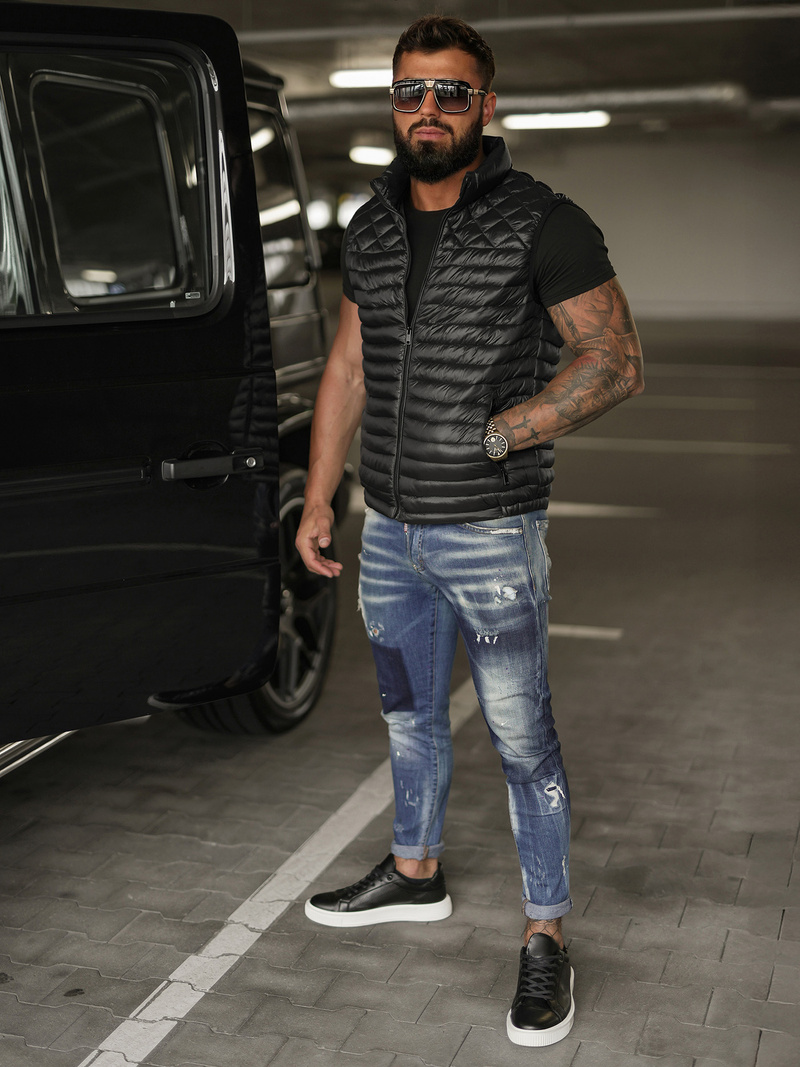 Veste sans manches homme noir OZONEE JS/16M9333/392BZ