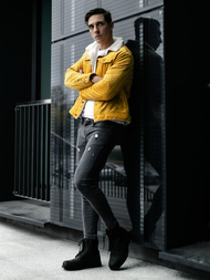 Veste en jean Homme Jaune OZONEE JB/JP1179/4Z