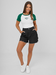 T-shirt Femme Blanc et Vert OZONEE JS/R61627