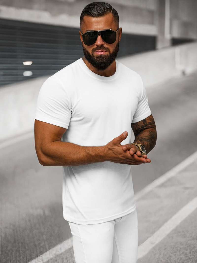 T-shirt Homme Blanc OZONEE O/T1277/1