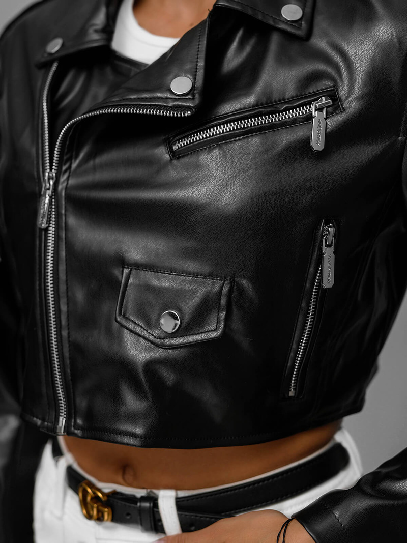 Veste en cuir femme noir OZONEE JS/11Z8189Z